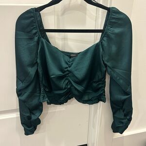 Forever 21 Teal Ruched Blouse